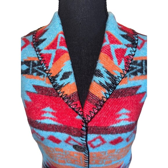 NWT Rhonda Stark Wool Blend Southwestern Aztec Santa FE Soft Vest XS Organic - Picture 5 of 13